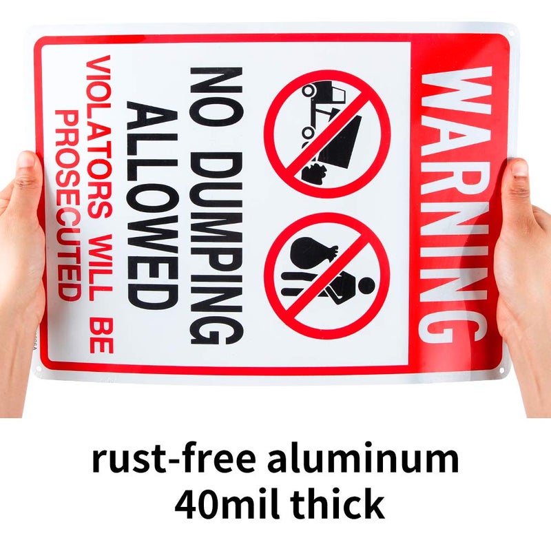 Enjoyist No Dumping Allowed - Violators will be Prosecuted Sign, 14"x 10" .04" Aluminum Reflective Sign Rust Free Aluminum-UV Protected and Weatherproof - Image 3